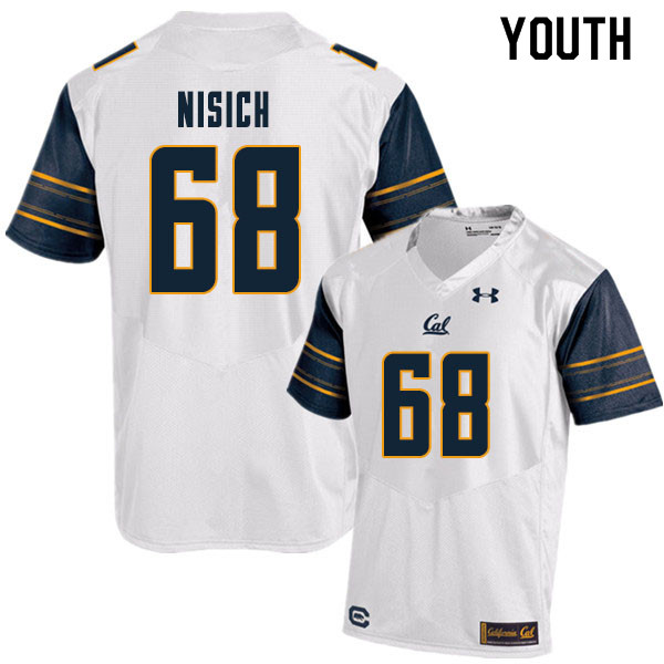 Youth #68 Erick Nisich Cal Bears College Football Jerseys Sale-White - Click Image to Close